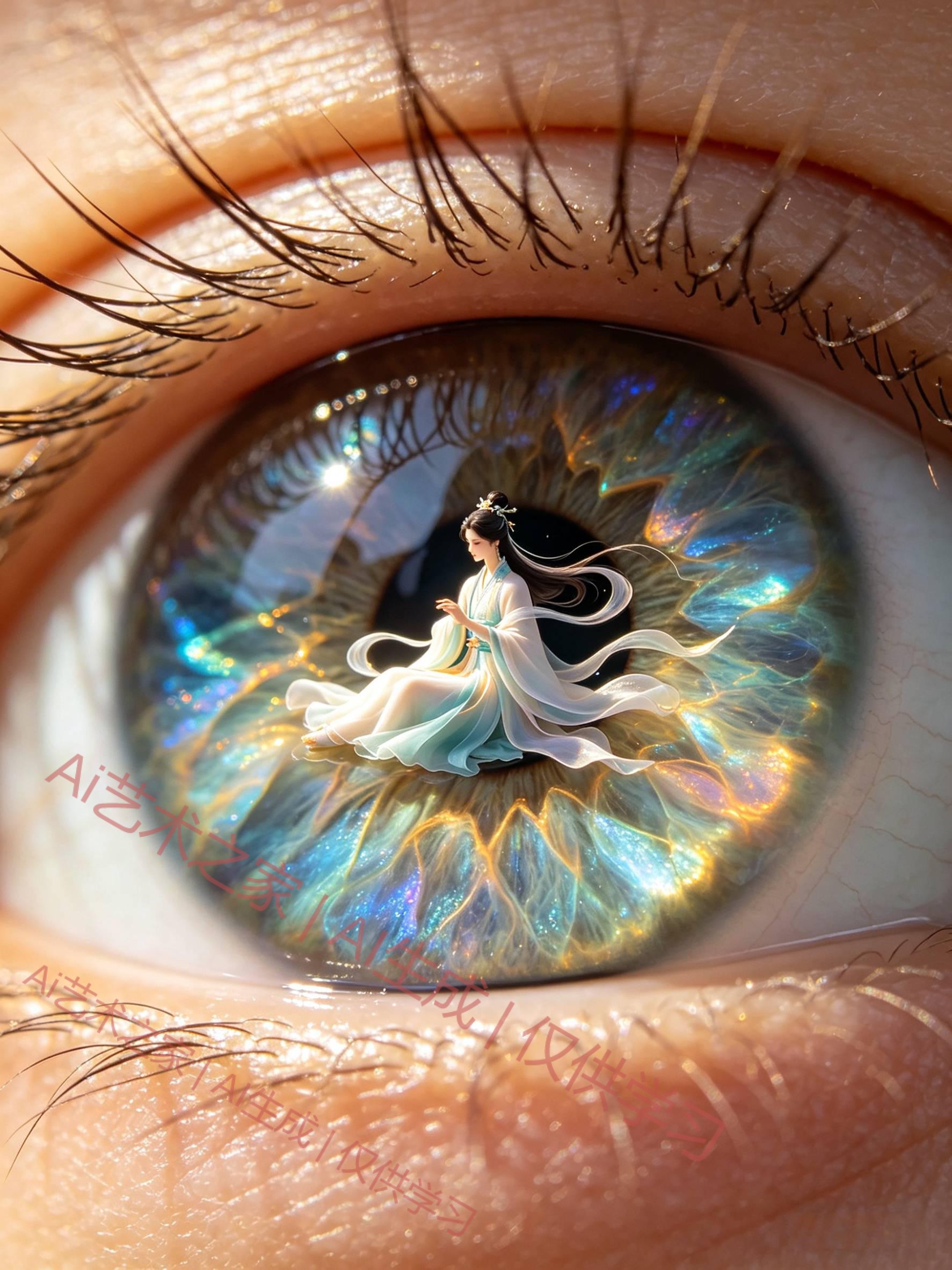 超现实人眼微距_虹膜中古风小人