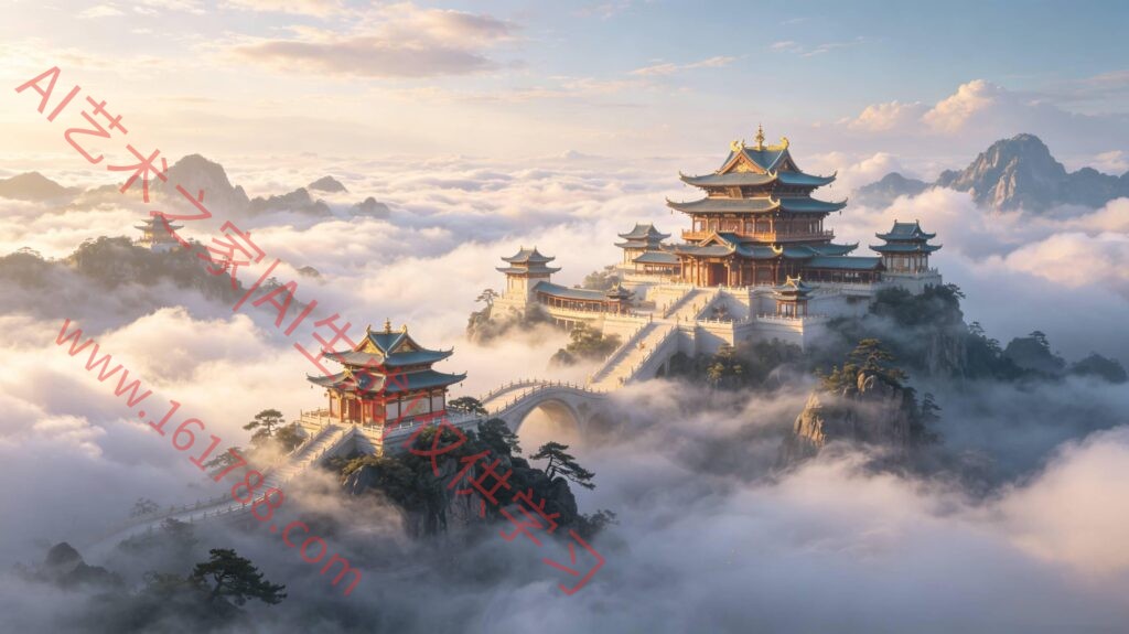 仙境云海仙山楼阁国风场景