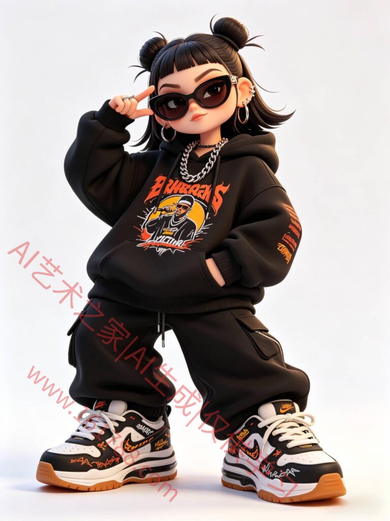 嘻哈风格 3D 卡通女性角色