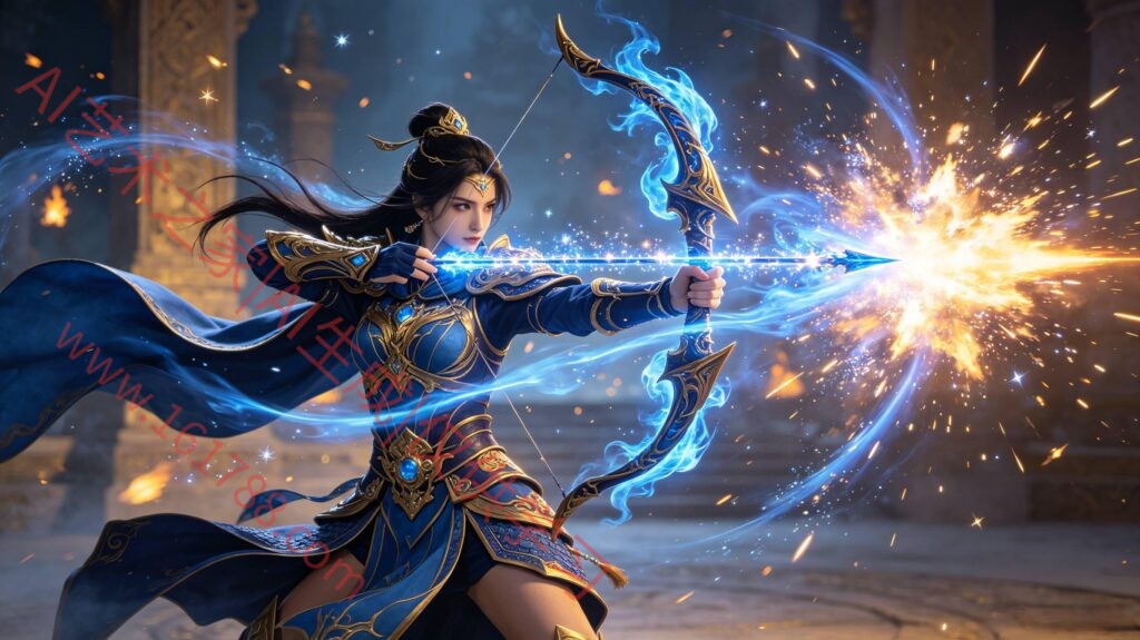 蓝金铠甲女箭士