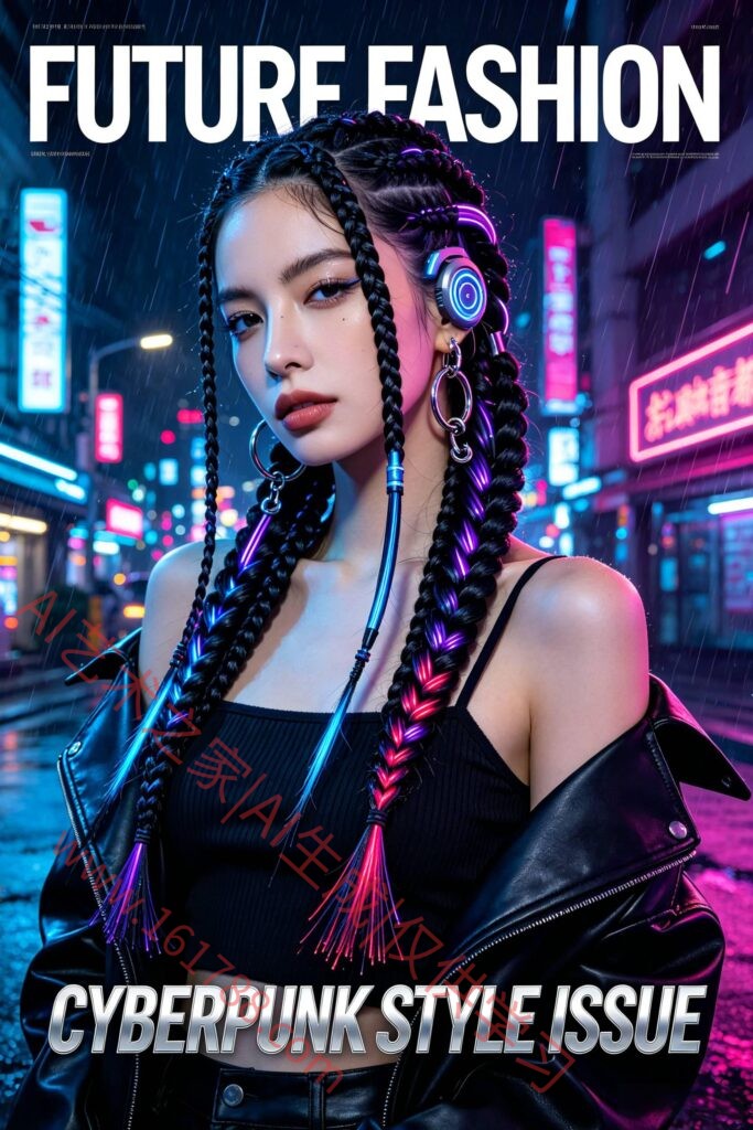 高级时装赛博朋克杂志封面