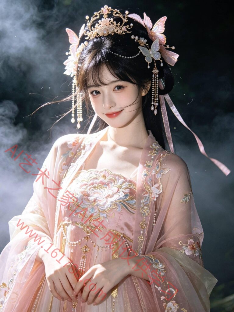 粉金国风 Lolita 少女写真 暗调低光梦核意境人像摄影
