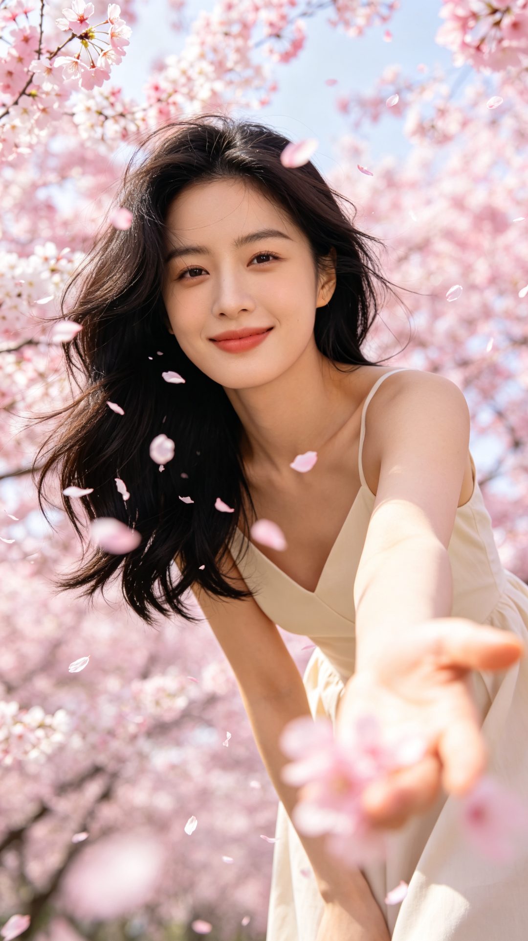POV春日花海美女 浪漫治愈9:16手机壁纸