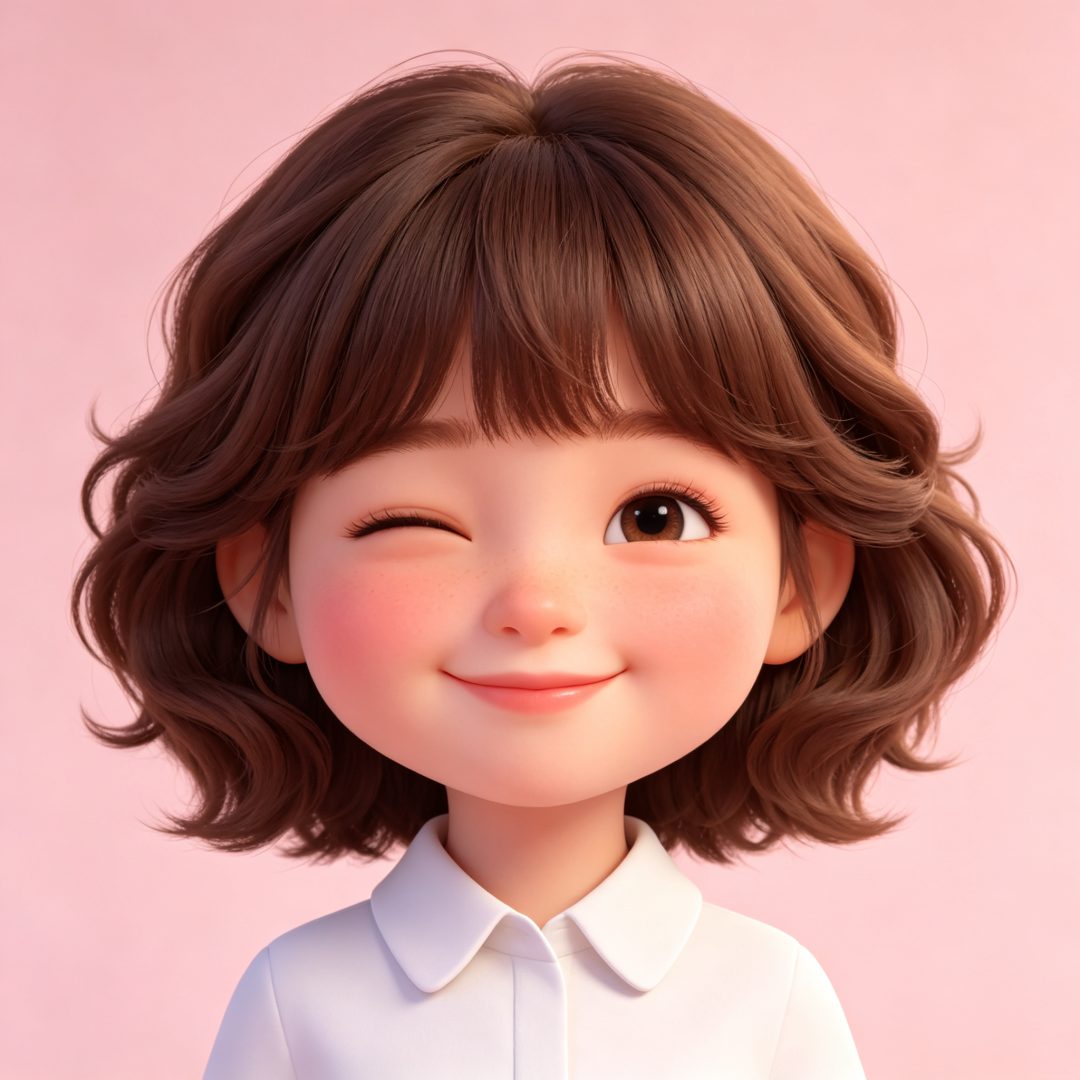 Q版小女孩肖像壁纸：软萌3D角色头像
