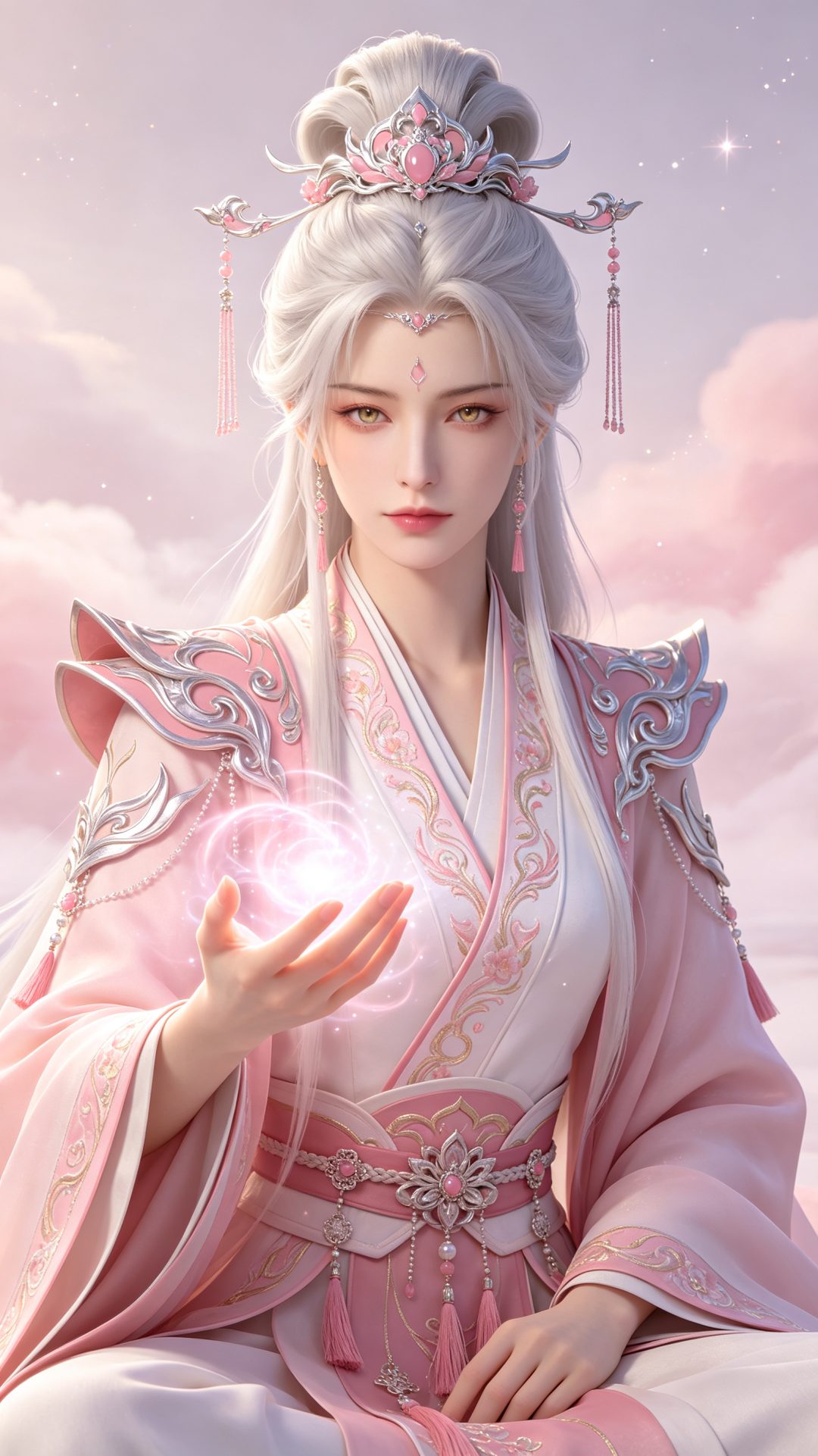 粉银仙侠神女｜华贵清冷竖版手机壁纸