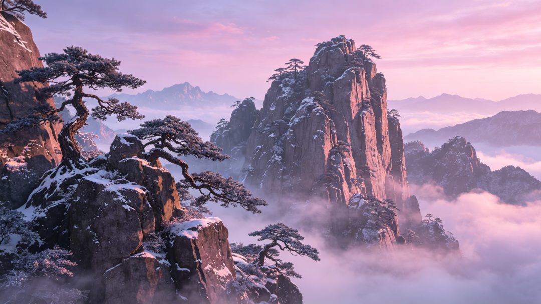 冷烟粉残雪仙山｜壮阔空灵横屏壁纸