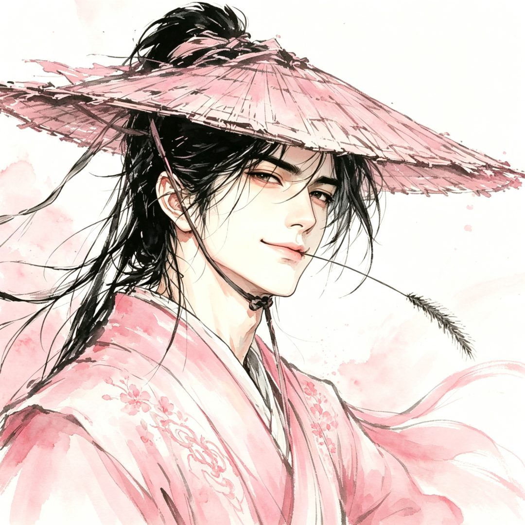 水墨侠客斗笠少年｜东方武侠方形头像壁纸