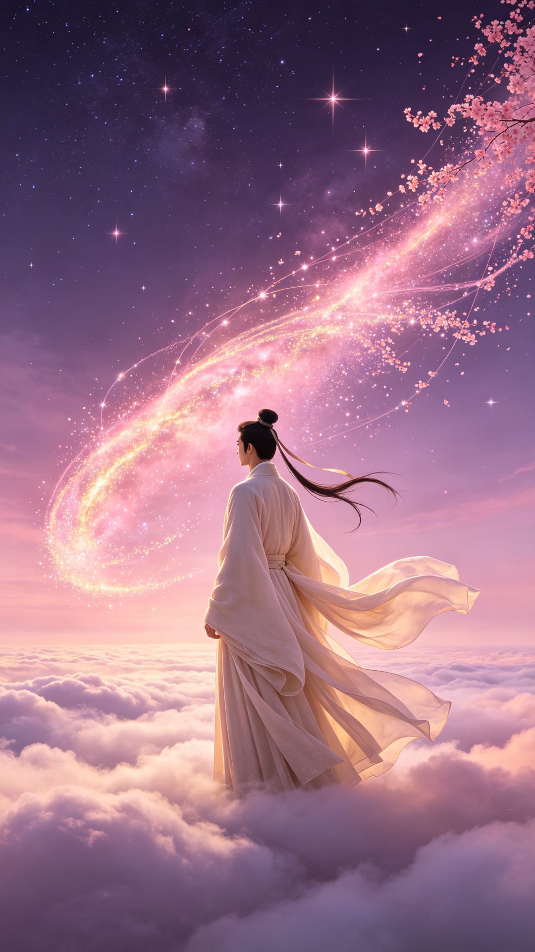 星河云海仙侠背影｜新中式诗意手机壁纸